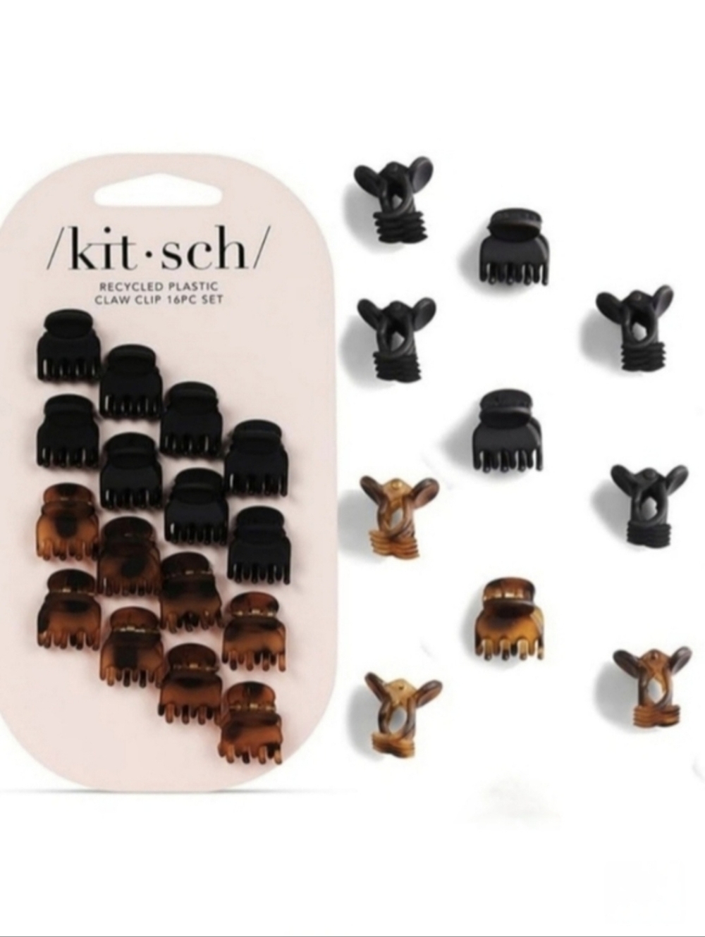 🆓️ W/ $55 Purchase! Kitsch Tortoise + Black Mini Claw Clip 16pc Set ~ NWT